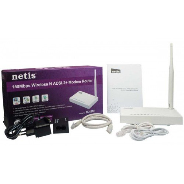 Netis DL4312 150 Mbps Wireless N ADSL Modem Router showcasing its design and features